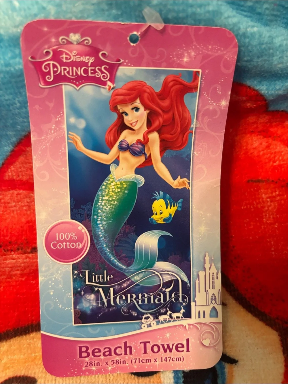 Disney Ariel Beach Towel - Red, Blue & Purple Little Mermaid NWT